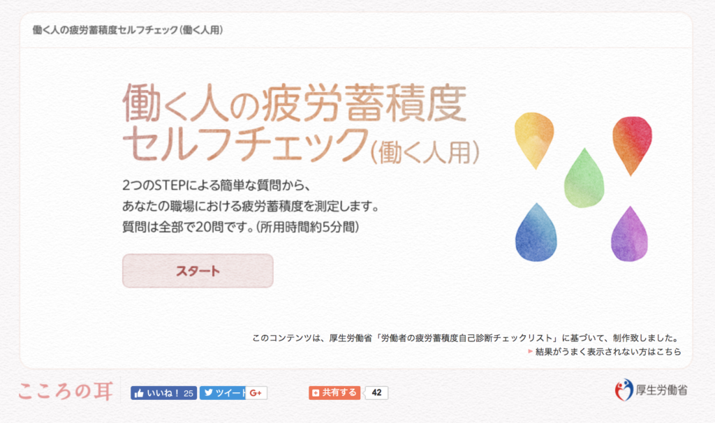 働く人の疲労度蓄積度チェック